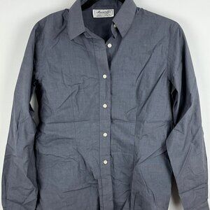 Maxwell's Top Blouse Shirt Size L Gray Long Sleeve Button Down Cotton